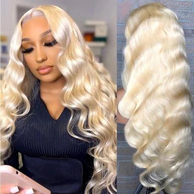 China 613 Body Wave 13x4 Full Lace Wigs 12A Virgin Color Transparent Wig Virgin Hair Deep Curly Straight Human Hair Lace Front Blonde Wig HD Hair 613 for sale