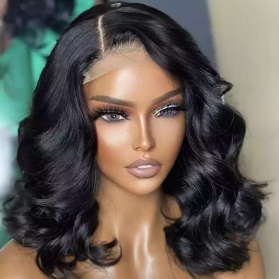 China Wholesale HD Body Wave Lace Front Human Hair Wigs, Pre Plucked Short Hairline Bob Wigs Body Wave For Color Women, Deep Part Lace Front Wigs for sale