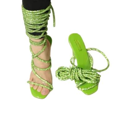 China Fashion trend quality assurance women wedge high heel sandals lace up clear top sandals for women for sale