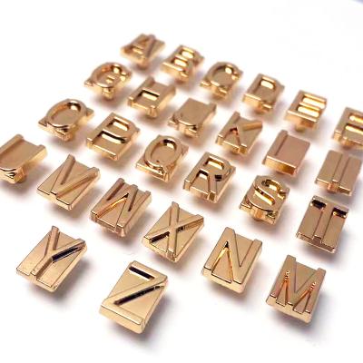 China Custom Full Color Shoe Full Color A-Z Letters Metal LOGO Bags Uppercase Clothing Accessories DIY Decoration Nickel Free for sale