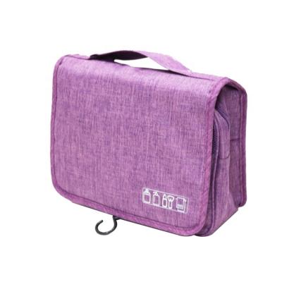 China New Arrival Purple Waterproof Foldable Women's Large Hanging Cosmetic Makeup Bag Travel Makeup Organizer Eco-Friendly Cation With Sturdy Hook for sale