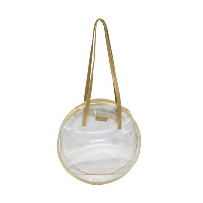 China Eco-friendly Easy To Clean And Water Resistant PVC Adjustable Strap Women Transparent Round Messenger Crossbody Bag for sale