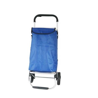 China Best Products Eco-Friendly Foldable Cart Aluminum Alloy Lightweight Waterproof Blue Shopping Grocery Cart Foldable Trolley With Wheel for sale