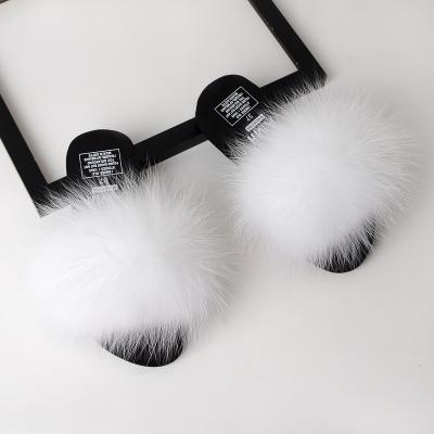 China 2021 Trend Fashion Fur Slippers Women's Fur Slides Real Fox Fur Slippers Outdoor Fluffy High Heel Women's Slippers Platform Shoes for sale