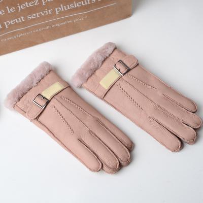 China Fashion ladies winter sheepskin cashmere warm finger woolen thicken mittens women's wrist woolen hand made ski for sale