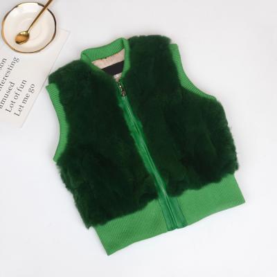 China Keep Warm Wholesale Rabbit Fur Vest Fur Vest Ladies Autumn And Winter Jacket Warm Children Retail Fur Coat For Children Women Vest for sale