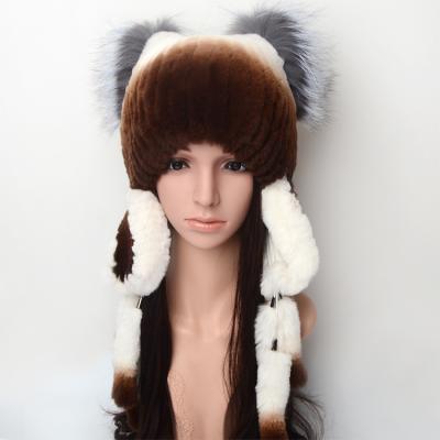 China Winter COMMON Fur Rex Rabbit Hair Hat Female Hair Braided Warm And Cold Protection Ear Fox Hair for sale