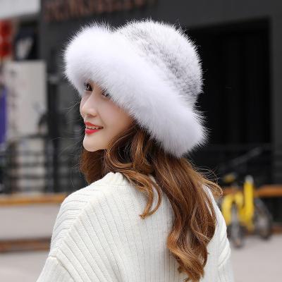 China 2021 COMMON Mink Hair Hat Female Fur Top Hat Weaving Fox Hair Girl Dome Fashion In Autumn And Winter Pot Keep Warm Fox Plush for sale