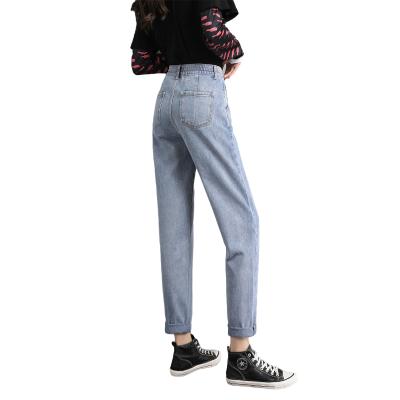 China Fashion Breathable Casual Jeans Slim Fit Straight Women High Waist Slim Denim Pants for sale