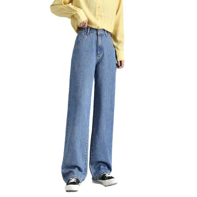 China Long Jeans Women Boyfriend Jeans High Waisted Casual Slit Breathable Straight-Leg Washed Jeans for sale