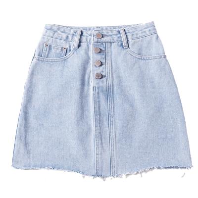 China Women's 2021 New Waist Korean Style High Waist Line A Line High Breathable Skirt Slim Wide Leg Denim Skirt for sale