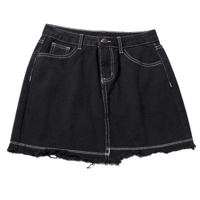 China Breathable Denim Shorts 2021 New Style Women's Loose Slim Half Skirt Irregular One Line for sale