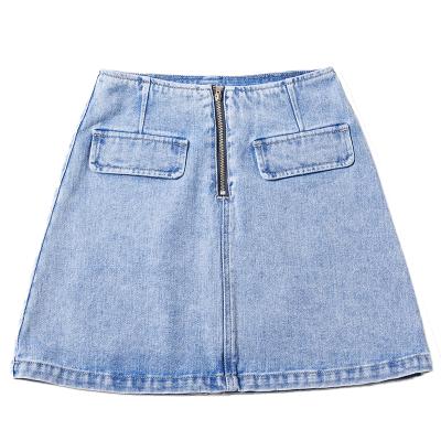 China 2021 Summer New Style Women's Short Skirt Denim Solid A-line Skirt Loose-fitting Bag Thin Breathable Hip Skirt for sale