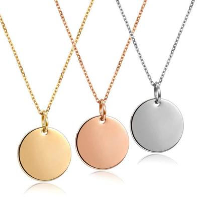 China Customized Customized Unique Engravable Casual/Sporty Tags Round Shape Stainless Steel Necklace for sale