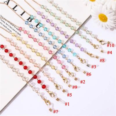 China Glass Beaded Glasses Lanyard Chain Masking Holder Fashion Eyewear Band Gold Plating Sunglasses for sale