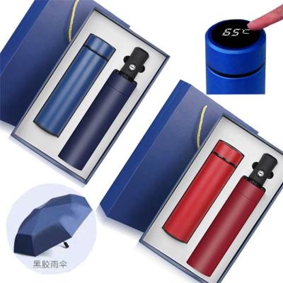 China Custom Viable Logo Creative Cup Company Anniversary Umbrella Business Gift Box Set Stainless Steel Water Bottles for sale