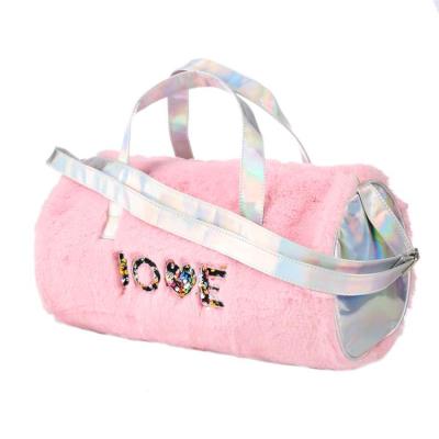 China 2022Plush Sport Custom Made Wholesale Fashion Logo Pink Pu Travel Makeup Duffel Bag Cosmetic Women for sale