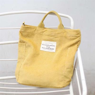 China Handled Sell 2022 Cheap Wholesale Corduroy Retro Tote Bag Messenger Shopping Bags Casual For Student for sale