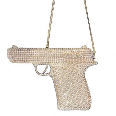 China Diamond Clutch Rhinestone Bag Wedding Crystal Purses Handbag Bling Gun Shape Purse Party Evening Purse Clutch Bag Wholesale for sale