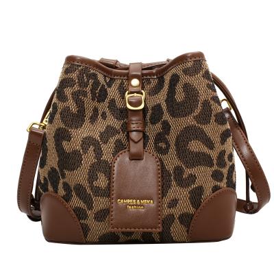 China Madame Winter Collection Leopard Women Handbag Fashion Shoulder Bucket Causal Purse for sale