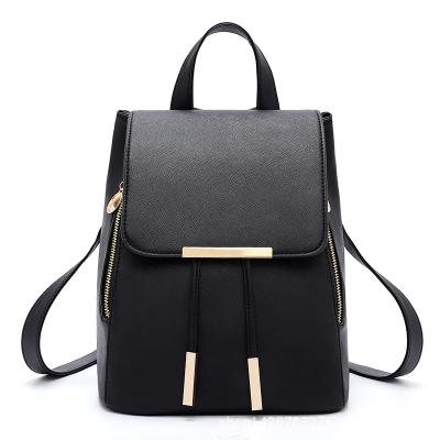 China PC Laptop Bag Fashion PU Leather Double Zipper String Backpack Women Travel Large Capacity Backpack Bags for sale