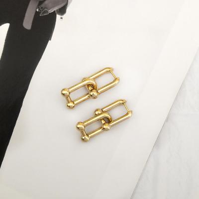 China Other Fashion Collection U Shape 18K Gold Plated Brass Earrings Vintage Removable Clips for sale