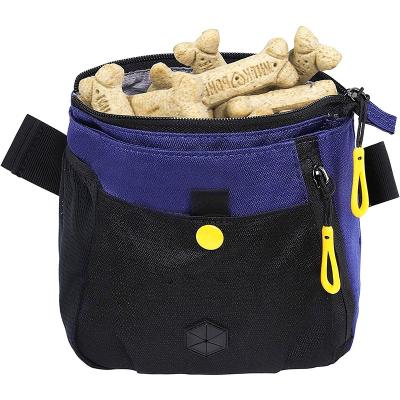 China Viable Pet Treat Tote Carry Kibble Snacks Toys Pet Zipper Food Bag Dog Training Pouch Bag with Poop Bag Dispenser for sale