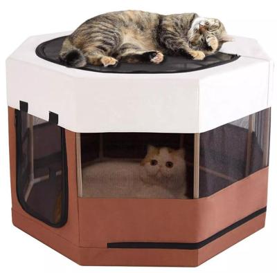 China Viable Use Durable Wooden Frame Pet Cage Dog Kennel Crate Indoor Playpens For Puppy Kitten for sale