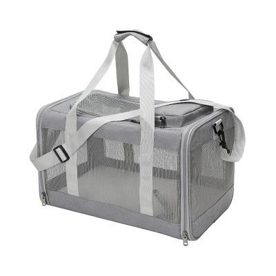 China Airline Approved Transparent Soft Breathable Sided Wholesale Lightweight Breathable Polyester Travel Pet Carrier For Small Medium Cats Dogs for sale