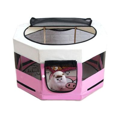 China Sustainable Dog Exercise Pens Wooden Pipes Frame Canvas Cover Ventilation Playpen Pet Cat Indoor for sale