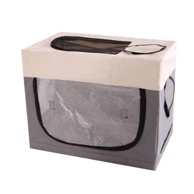 China Durable Folding Dog Crate Portable Soft Folding Dog Cage Kennel Car Ride Soft Side Middle for sale