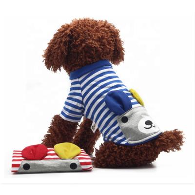 China New Sustainable Cute Cartoon Design Pet Clothes Dog Clothes Soft Cotton Stripe Dog Clothes T Shirt for sale