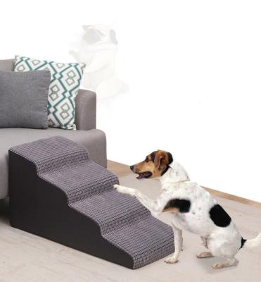 China Heater 4 Steps Lightweight Anti-Slip High Density Sponge Cover Removable Dog Sliding Steps Stairs For Sofa Bed for sale