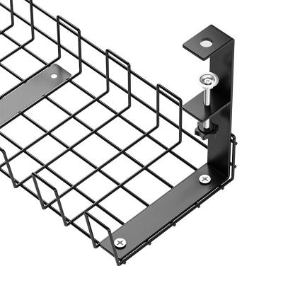 China Industrial Under Cabinet Storage Shelf Wire Locker Organizer Fit Dual Hooks for Kitchen Office Desk Shelf Metal Under Shelf Basket for sale