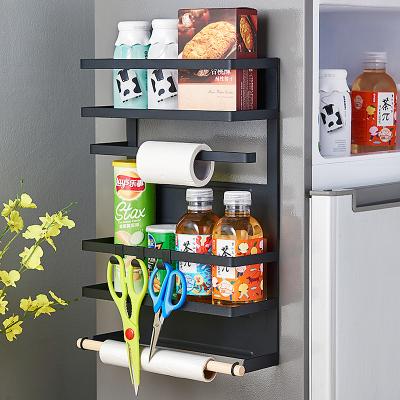 China Contemporary Fridge Side Shelf Kitchen Fridge Storage Rack Fridge Storage Rack, Fridge Side Shelf Spice Rack with Spi Paper Holder for sale