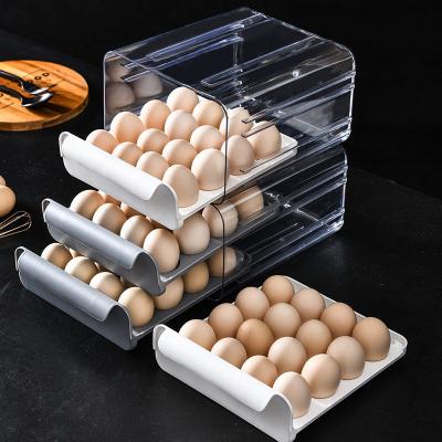 China Drawer Type Egg Tray Transparent Egg Storage Box Double Layer Household Refrigerator Viable Egg Storage Box for sale