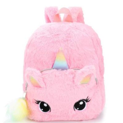 China Kids Gift School Bags Pretty Stuffed Fluffy Pink Unicorn Backpack For School Children for sale