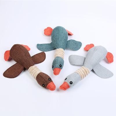 China Wholesale Plush Dog Toy Bite Resistant Goose Plush Chew Stuffed Canvas Squeaky Duck Dog Toy for sale