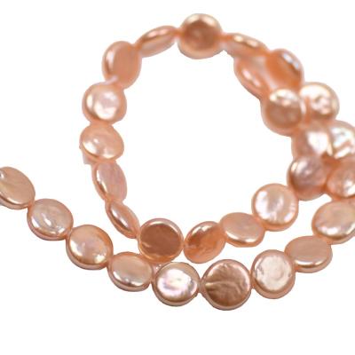 China New Sale Pink Baroque Freshwater Pearl Necklace Button Shape 13-14mmdiy Pearl Necklace for sale