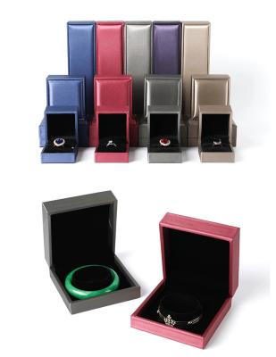 China Wholesale High Quality Leather Jewelry Packaging Box Ring Box Matte Black Leather Jewelry Box Necklace Bracelet for sale