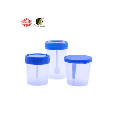 China Hot Selling Plastic Fecal Cup 10ml 60ml 100ml Med-Lab Urine/Sputum Stool Collection Container Plastic Fecal Cup for sale