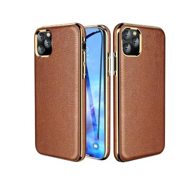 China Simple and Luxury Wholesale Custom Color View PU Cell Phone Waterproof Plated Leather Case For iPhone 11 for sale