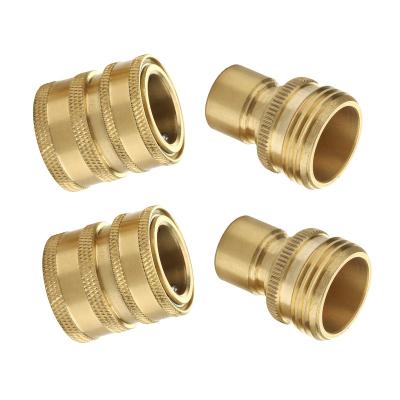 China Factory 2pcs Garden Hose Connector Set Garden Hose Quick Connector Standard 3/4 Inch Fittings Brass Connectors for sale