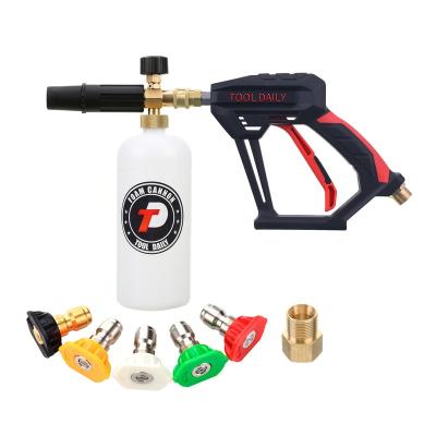 China Hot Selling Car Cleaing Wash Station Foam Cannon 1/4 Inch Quick Connector Pressure Joint Short Gun With Foam Cannon for sale