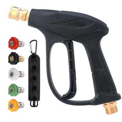 China Car Cleaing Pressure Seal Spray Gun Power Seal Short Handle Gun High Pressure Gasket Gun With 5 Color Nozzles for sale