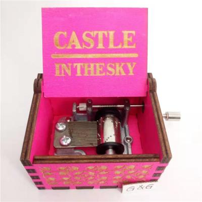 China Custom Pink Wooden Gift Box Crank Music Box for sale
