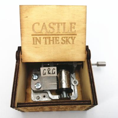 China Custom Wooden Factory Hand Crank Music Box Music Box Castle in the Sky for sale