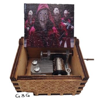 China Wholesale Wooden Crank Bella Ciao Theme Wooden Music Box for sale