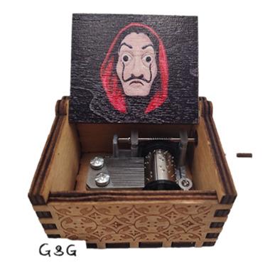 China Custom Wholesale Wooden Crank Engrving Bella Ciao Music Box for sale