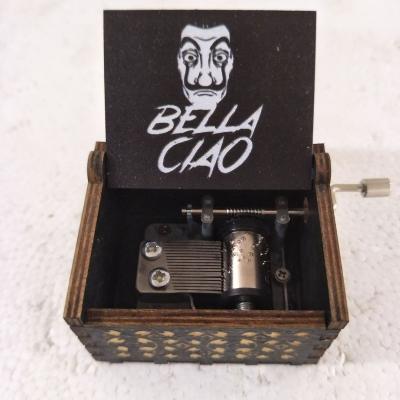 China Custom Hand Crank Bella Ciao Music Box Wooden Factory Wooden for sale